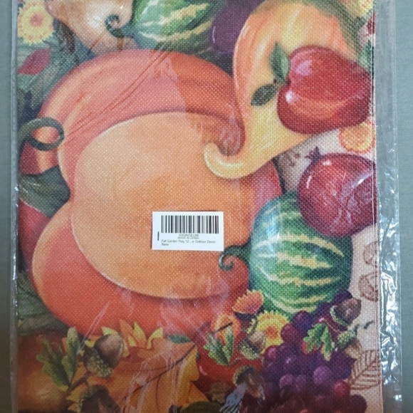 NEW Fall Welcome Garden Flag w/pumpkin and cornucopia of fruit & vegetables - Picture 7 of 10
